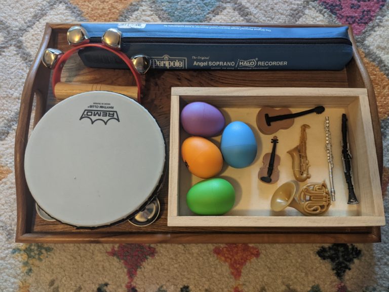 example of small tray with instruments for home music studio